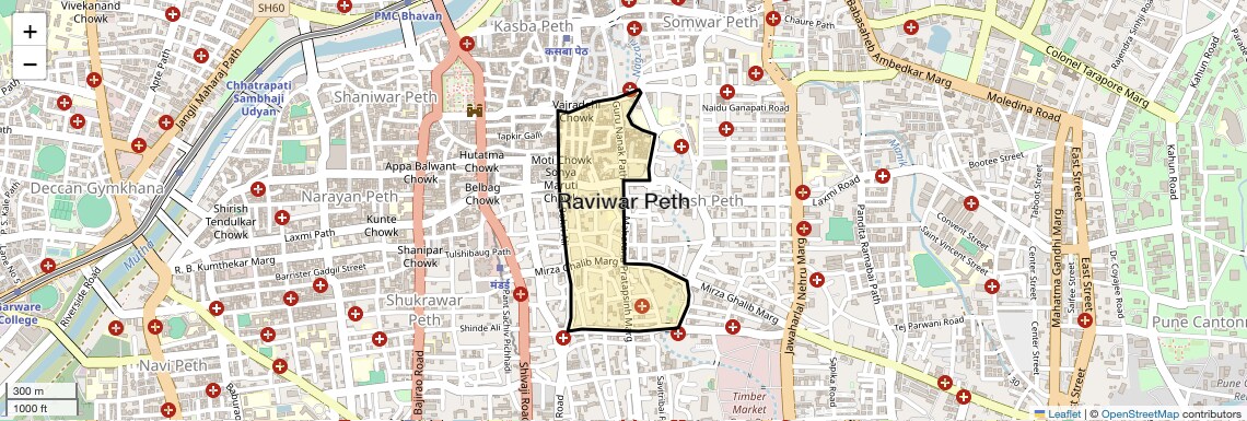 Location Map of Raviwar Peth, Pune