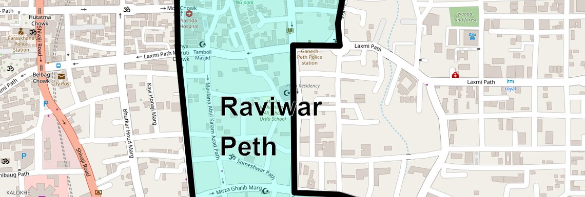 Location Map of Raviwar Peth, Pune
