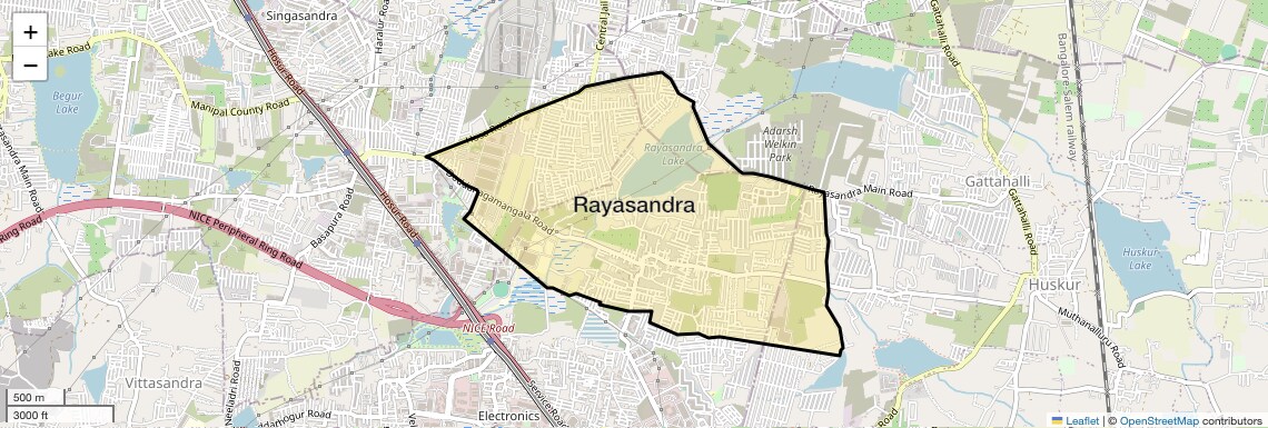 Location Map of Rayasandra, Bangalore