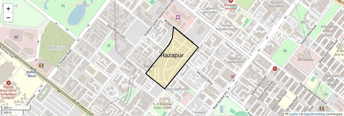 Location Map of Razapur, Delhi