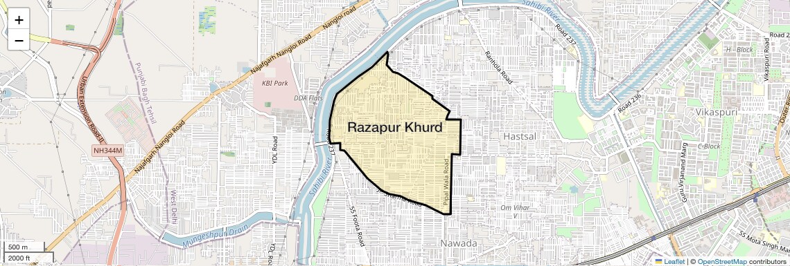 Location Map of Razapur Khurd, Delhi