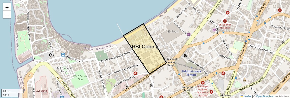 Location Map of RBI Colony, Mumbai