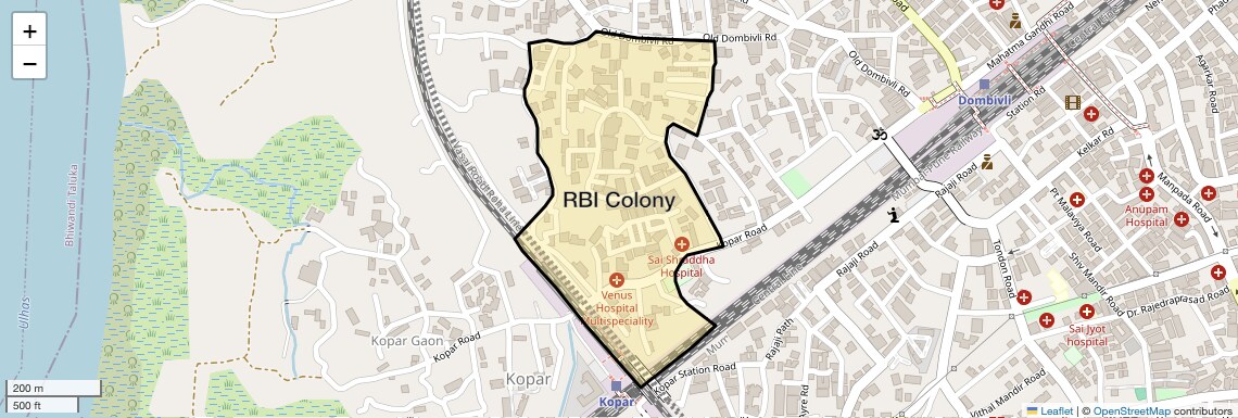 Location Map of RBI Colony, Thane