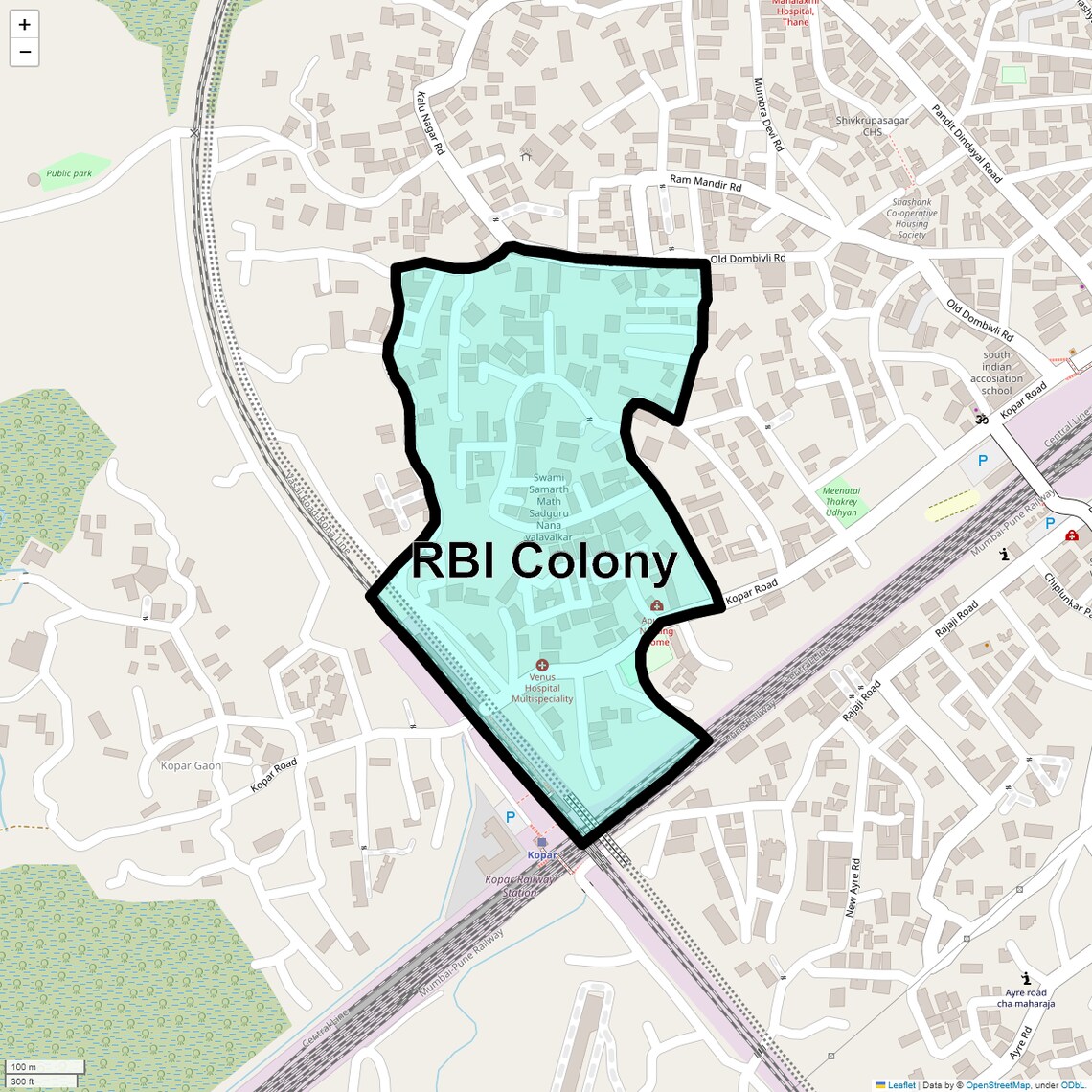 Location Map of Rbi Colony, Thane