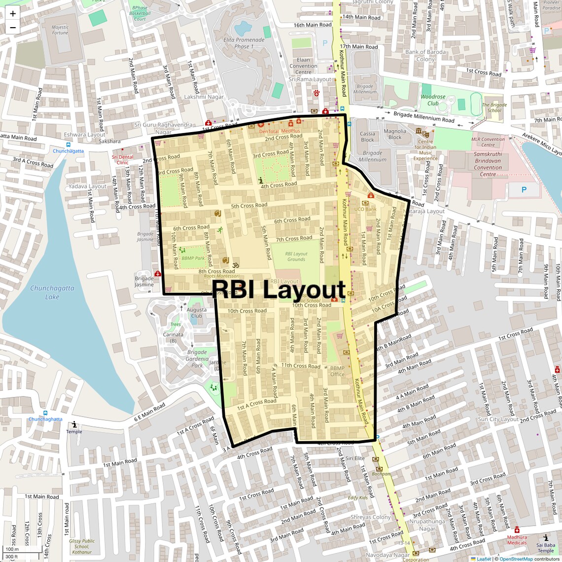 Location Map of RBI Layout, Bangalore