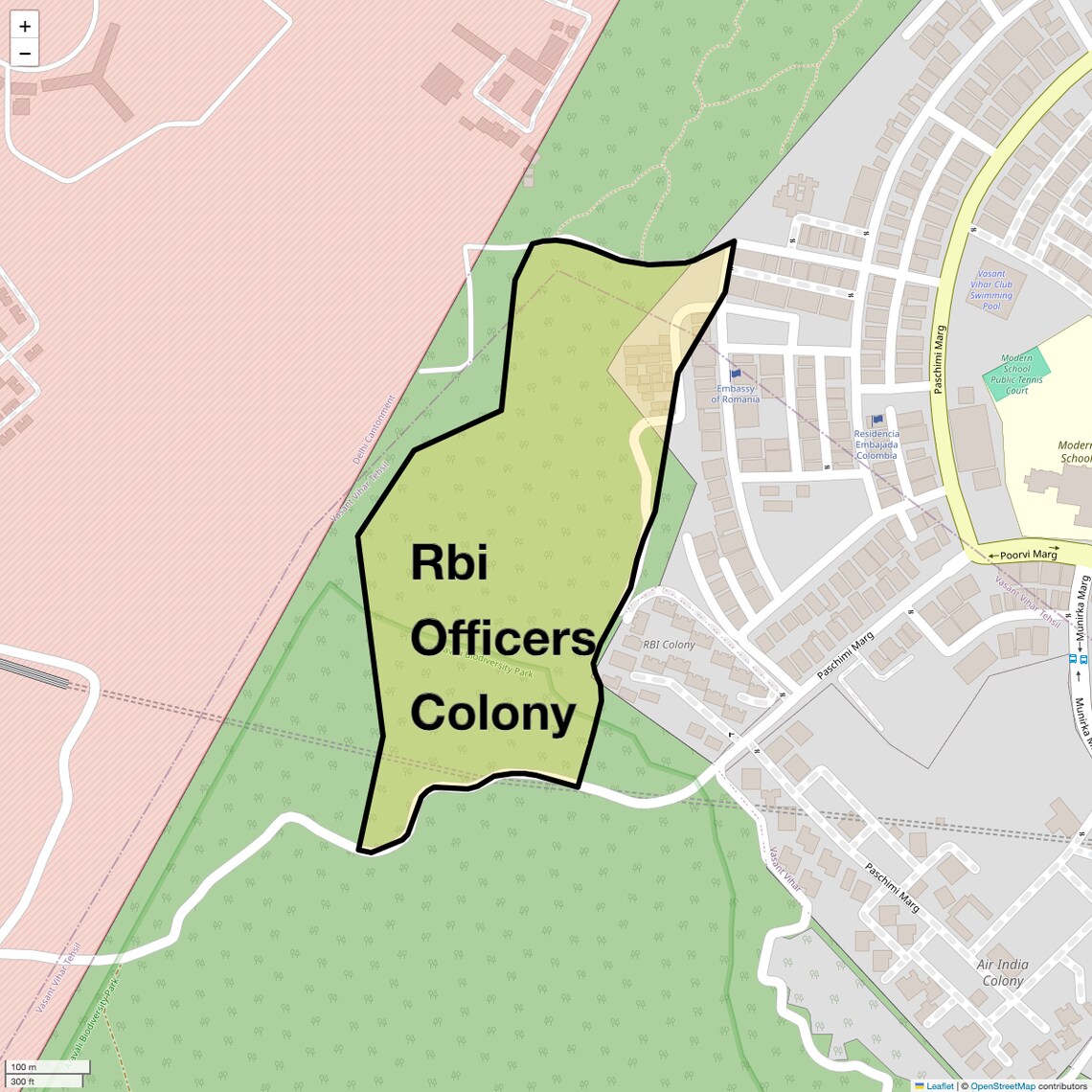 Location Map of Rbi Officers Colony, Delhi