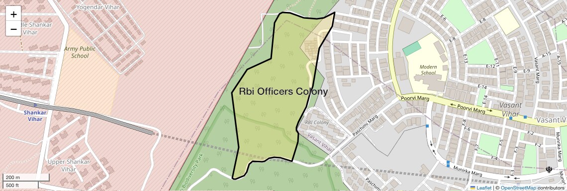 Location Map of Rbi Officers Colony, Delhi