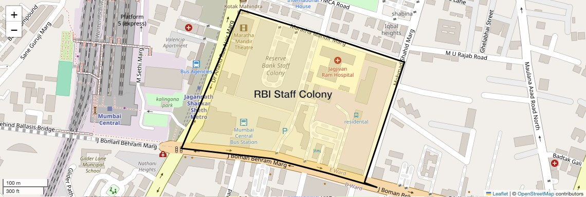 Location Map of RBI Staff Colony, Mumbai