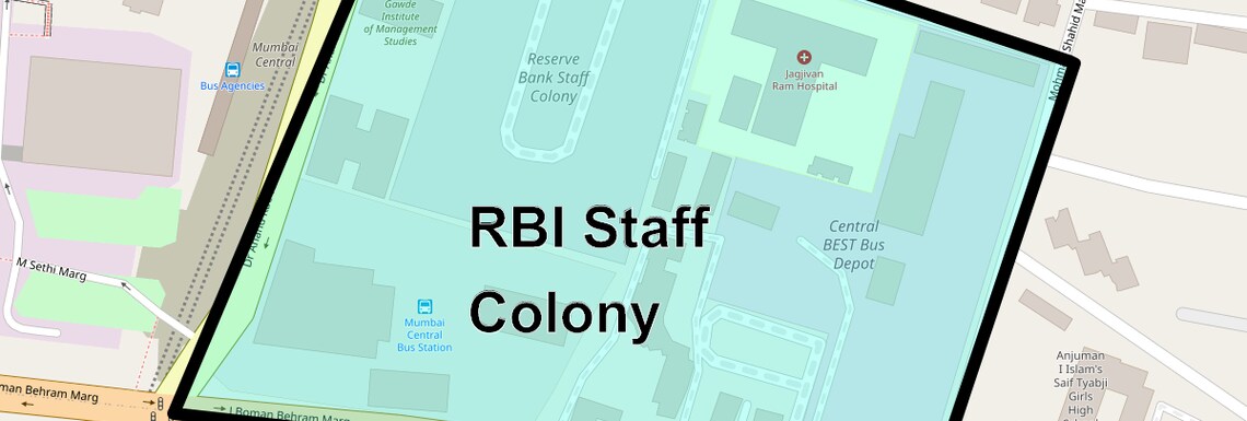 Location Map of RBI Staff Colony, Mumbai