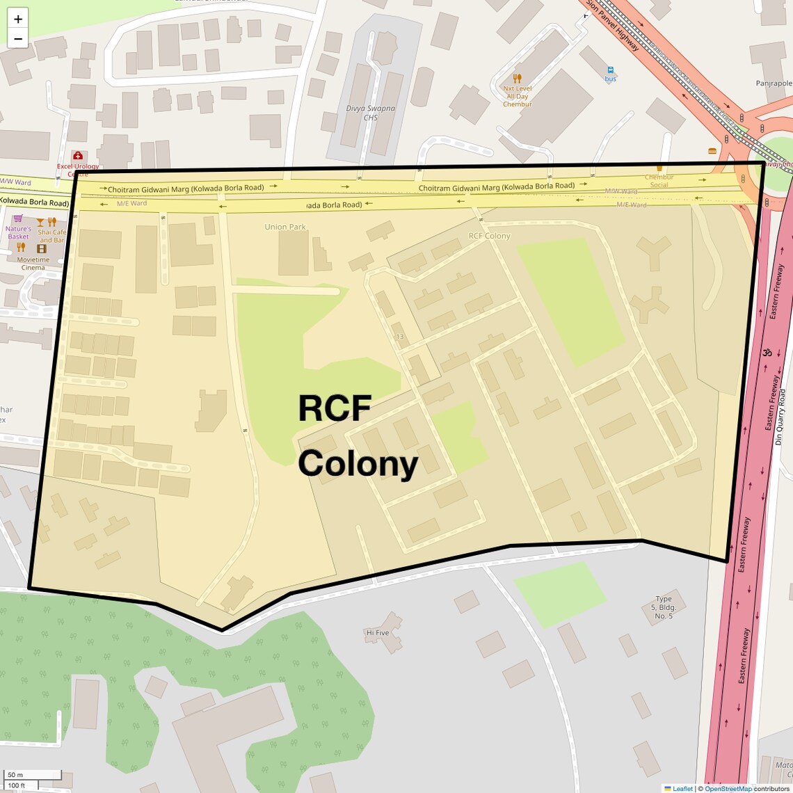 Location Map of Rcf Colony, Mumbai