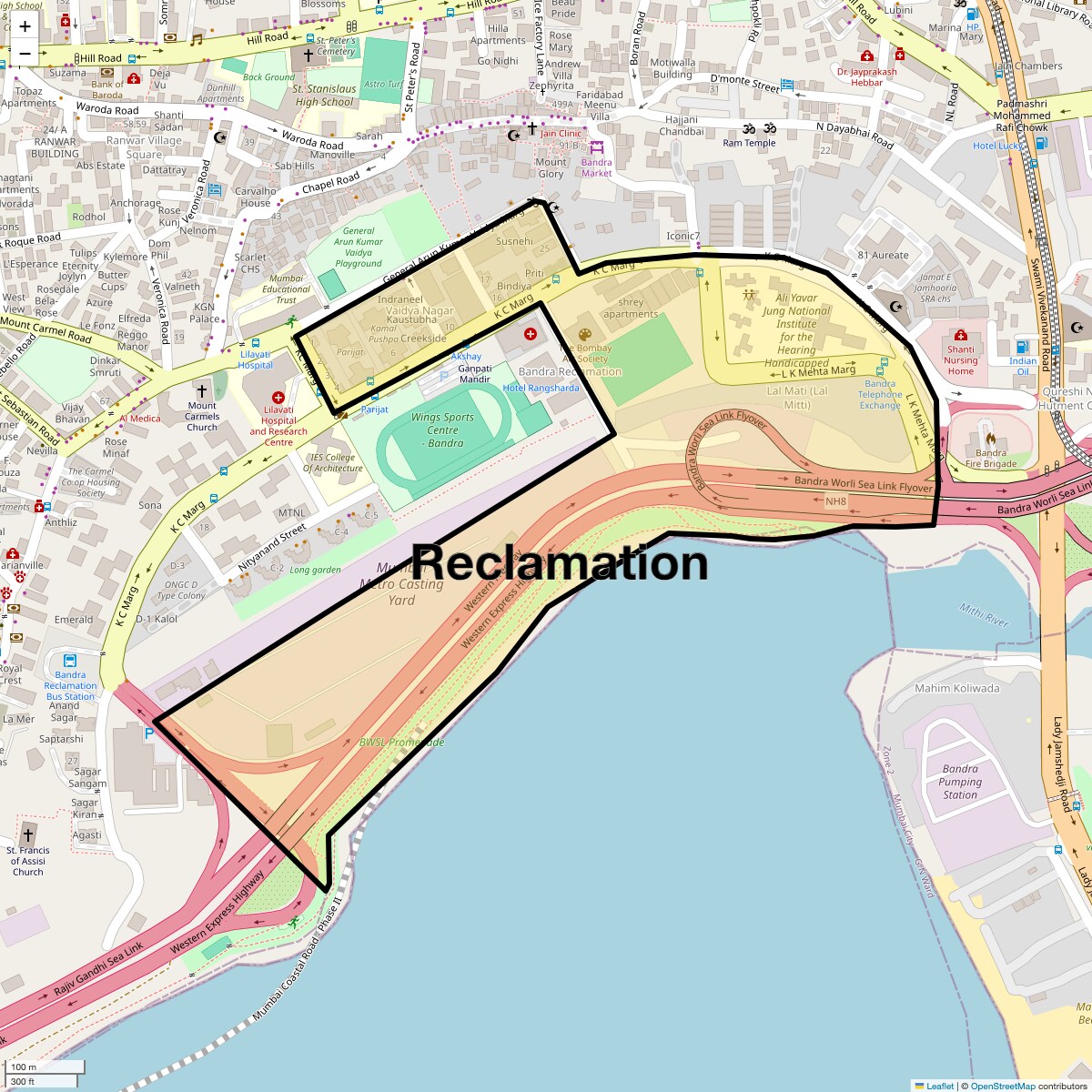 Location Map of Reclamation, Mumbai