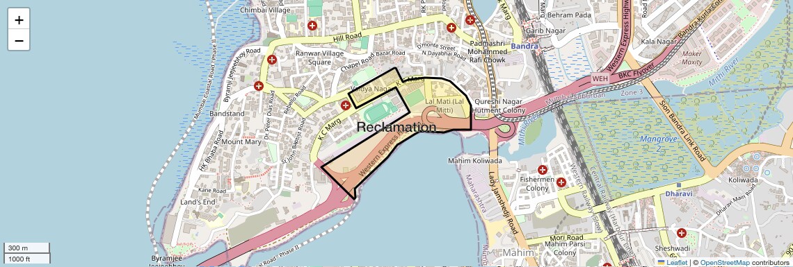 Location Map of Reclamation, Mumbai