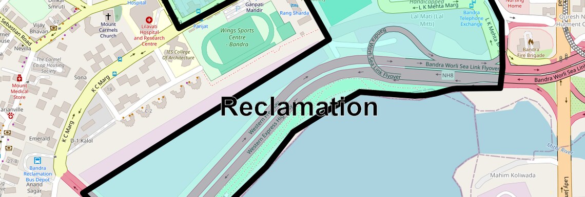 Location Map of Reclamation, Mumbai