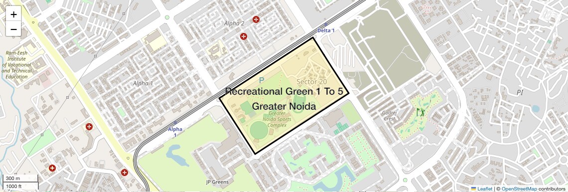 Location Map of Recreational Green 1 To 5 Greater Noida, Greater Noida
