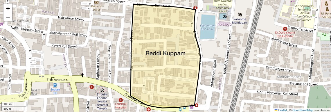 Location Map of Reddi Kuppam, Chennai