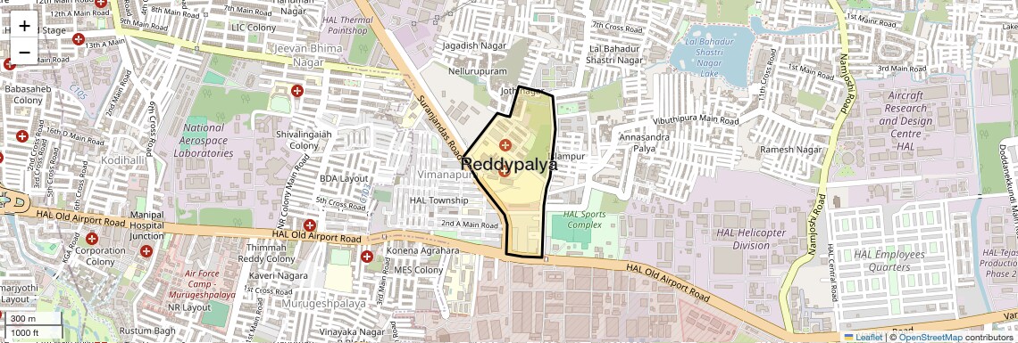 Location Map of Reddypalya, Bangalore