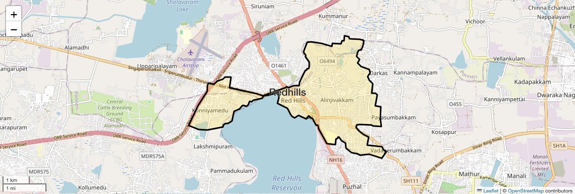 Location Map of Redhills, Chennai