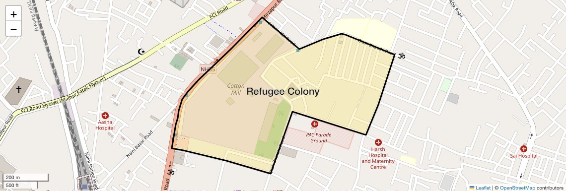 Location Map of Refugee Colony, Allahabad