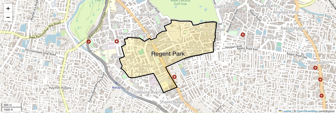 Location Map of Regent Park, Kolkata