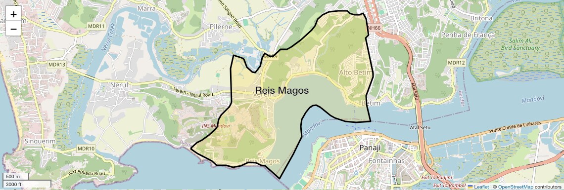 Location Map of Reis Magos, Goa