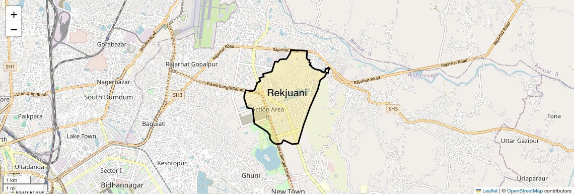 Location Map of Rekjuani, Kolkata