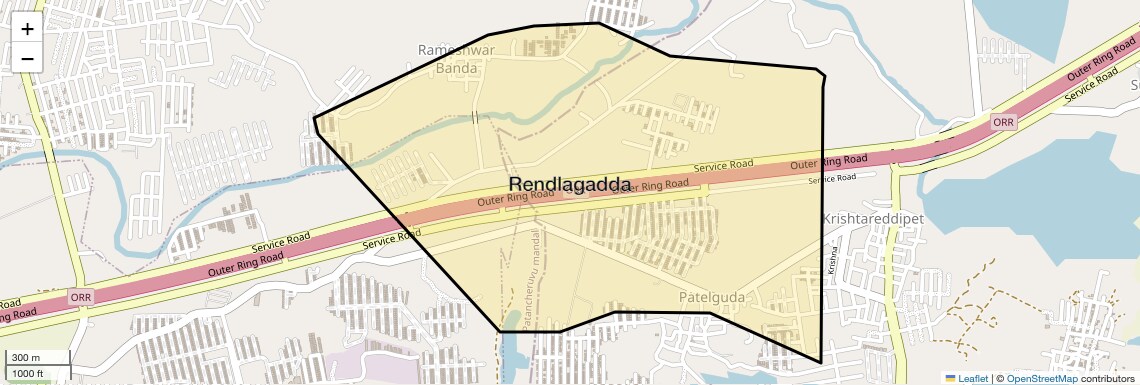 Location Map of Rendlagadda, Hyderabad