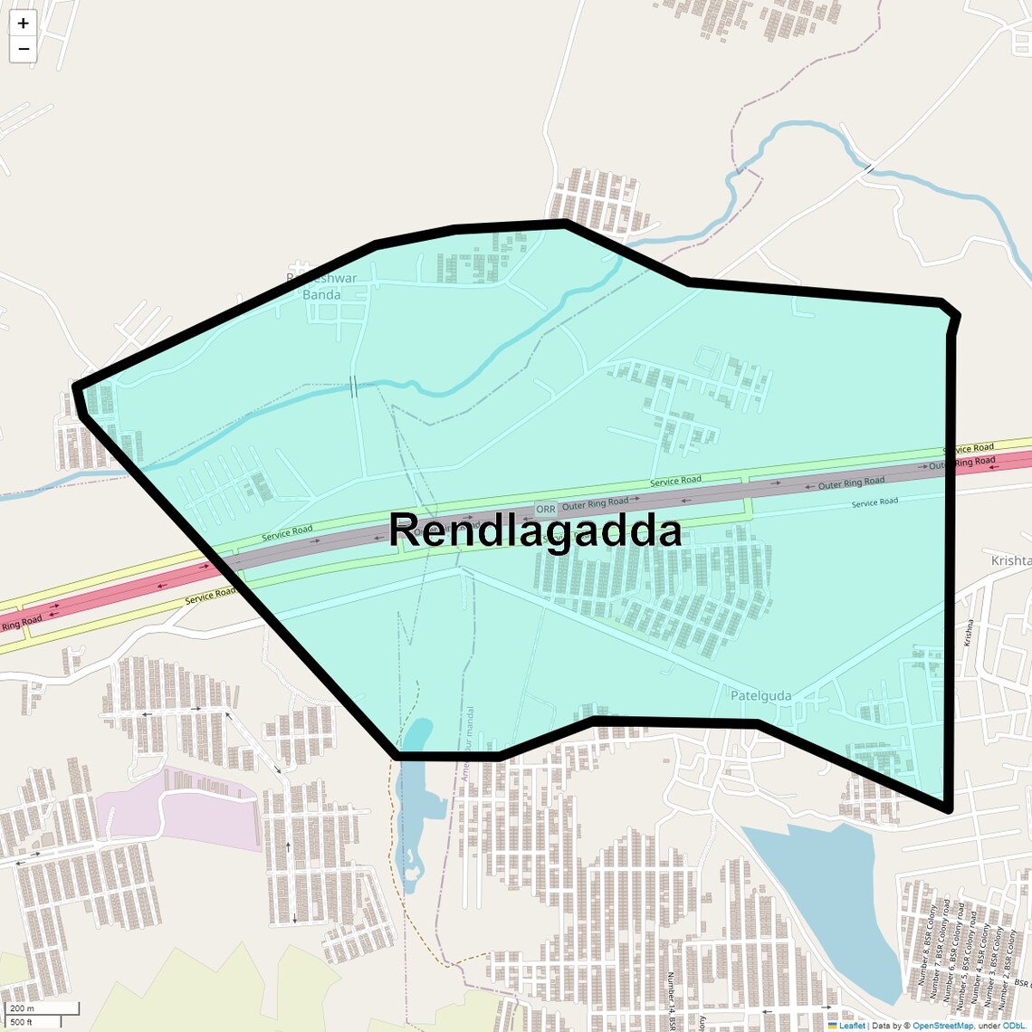 Location Map of Rendlagadda, Hyderabad
