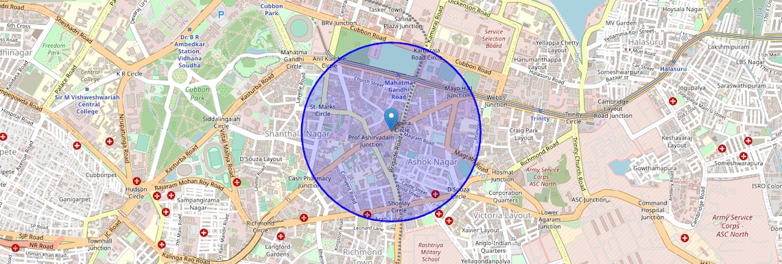 Location Map of Residency Road, Bangalore