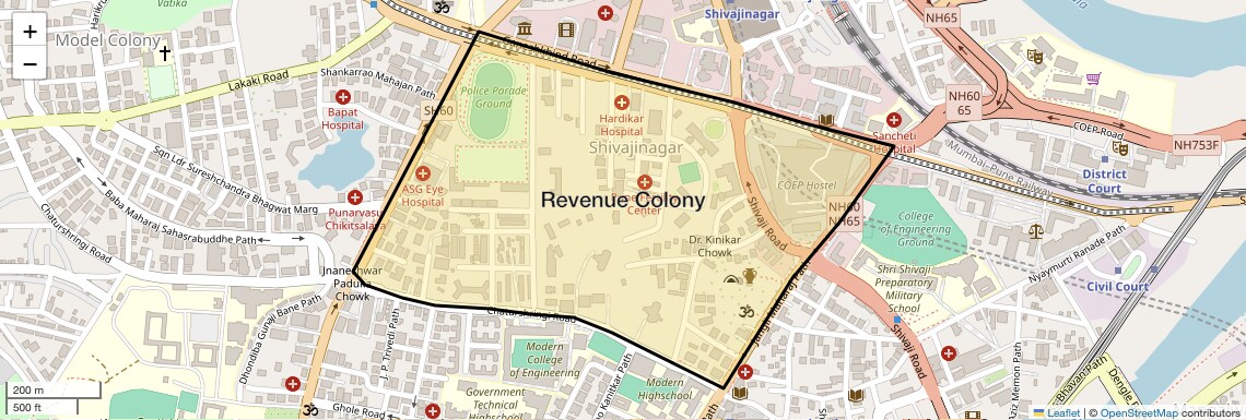 Location Map of Revenue Colony, Pune