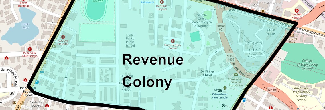 Location Map of Revenue Colony, Pune