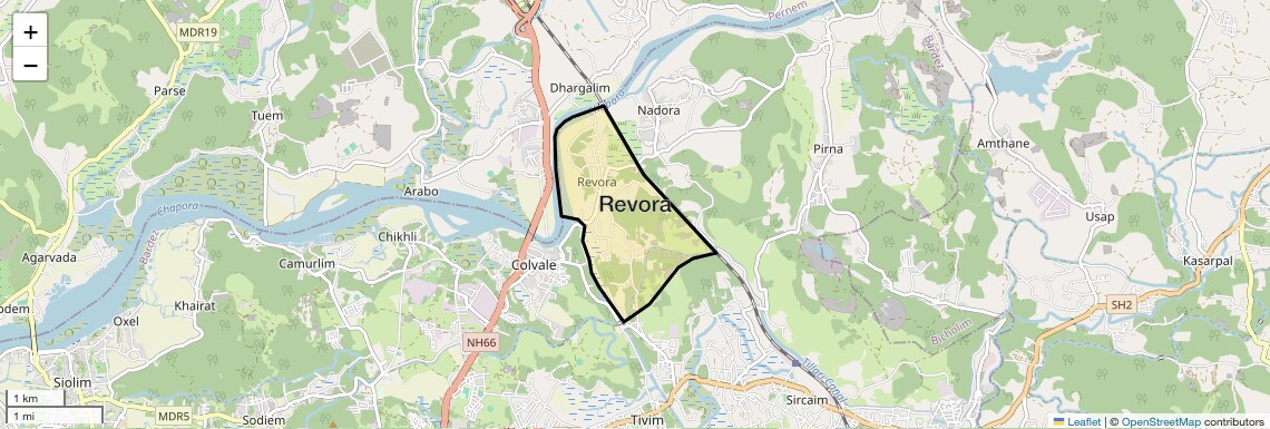Location Map of Revora, Goa