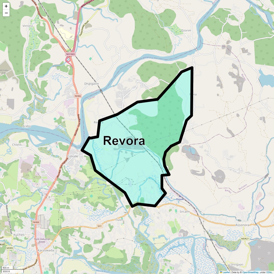 Location Map of Revora, Goa