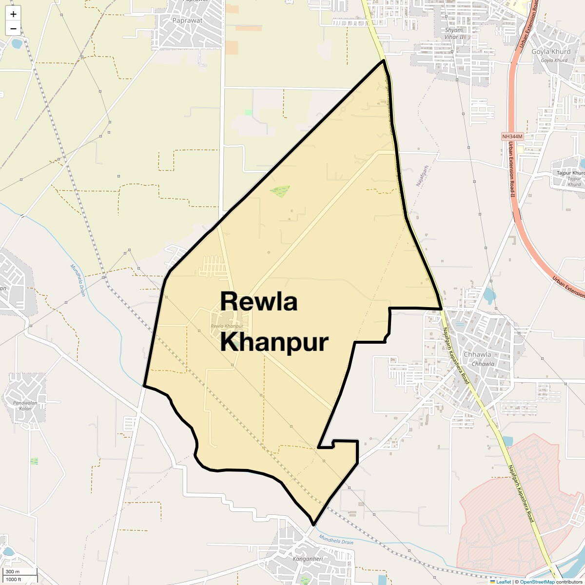 Location Map of Rewla Khanpur, Delhi