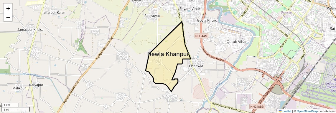 Location Map of Rewla Khanpur, Delhi