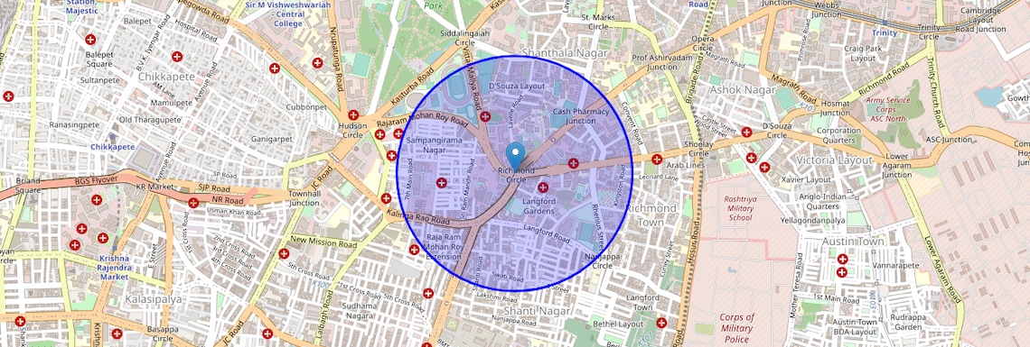 Location Map of Richmond Circle, Bangalore