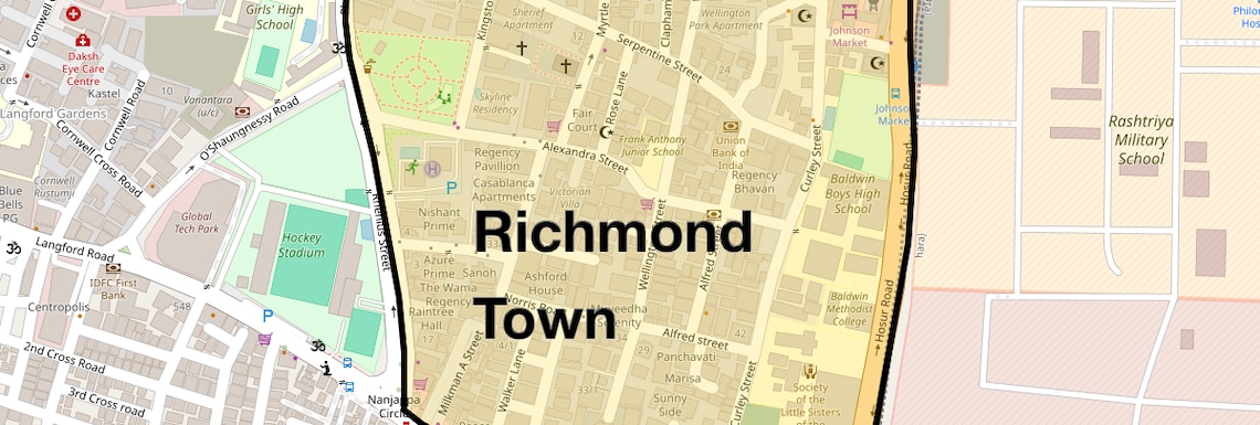 Location Map of Richmond Town, Bangalore