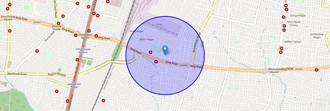 Location Map of Ring Road, Nagpur