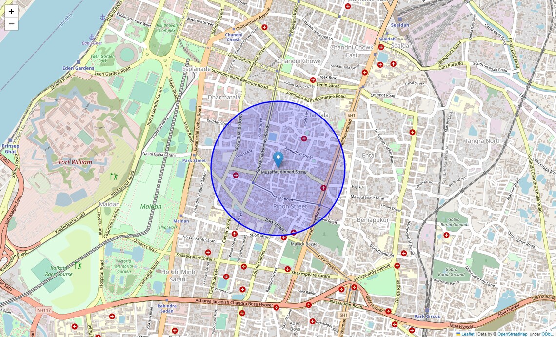 Location Map of Ripon Street, Kolkata