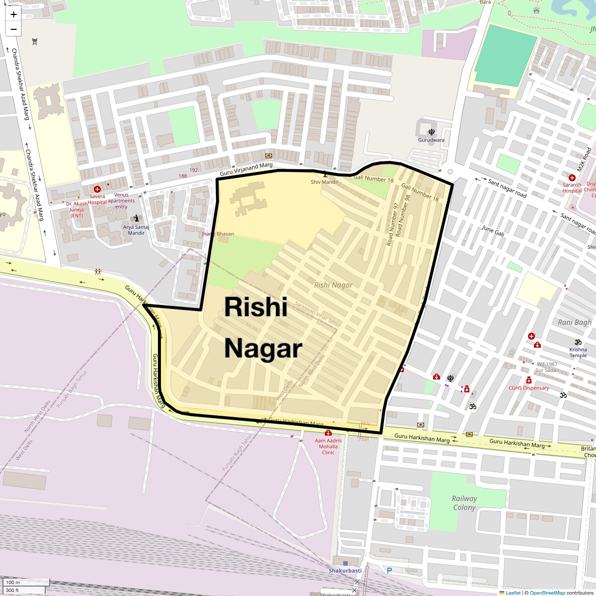 Location Map of Rishi Nagar, Delhi