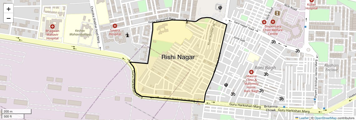 Location Map of Rishi Nagar, Delhi