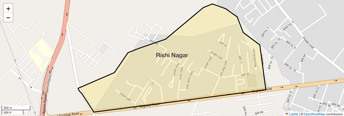 Location Map of Rishi Nagar, Meerut