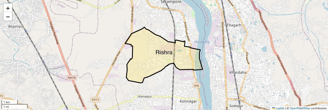 Location Map of Rishra, Kolkata