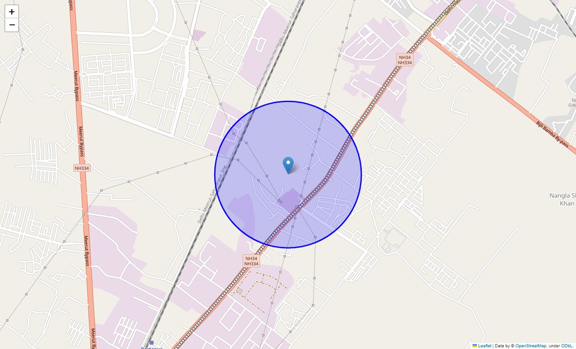 Location Map of Rithani, Meerut