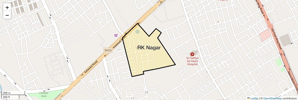 Location Map of RK Nagar, Rajkot