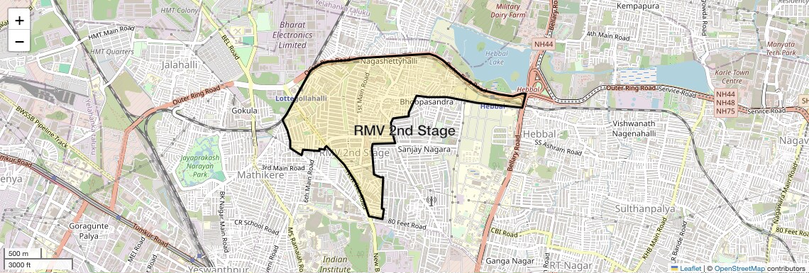 Location Map of RMV 2nd Stage, Bangalore