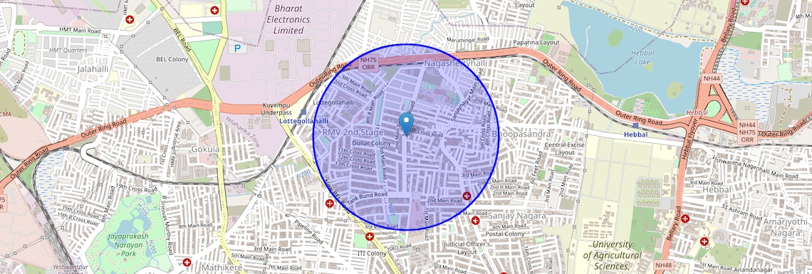 Location Map of RMV Extension, Bangalore