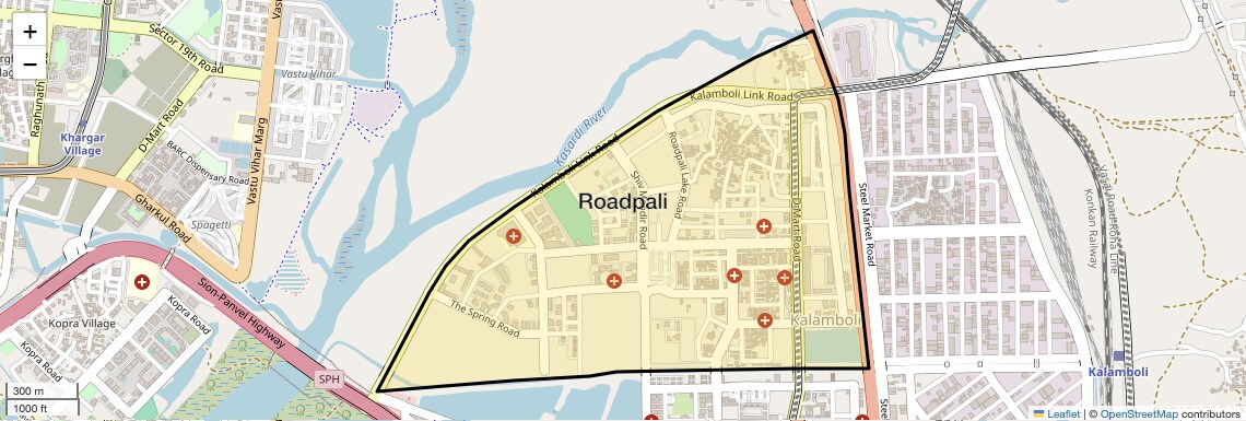 Location Map of Roadpali, Navi Mumbai