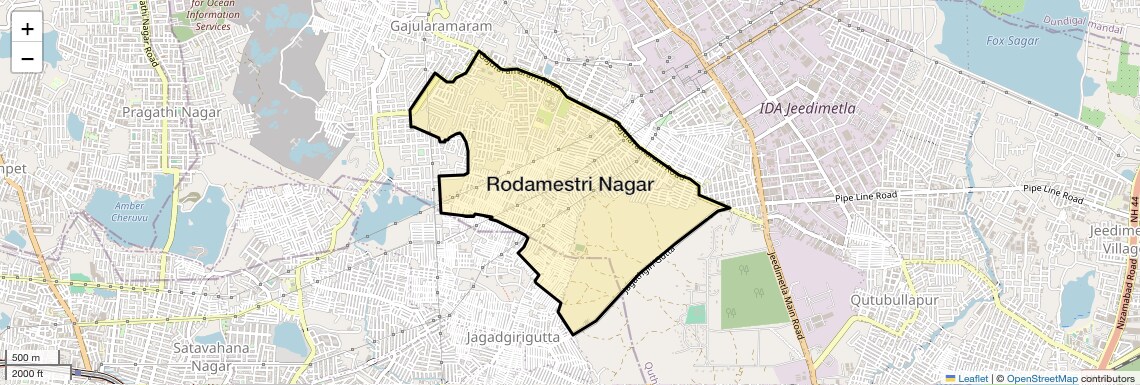 Location Map of Rodamestri Nagar, Hyderabad