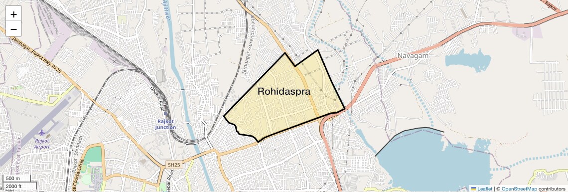 Location Map of Rohidaspra, Rajkot