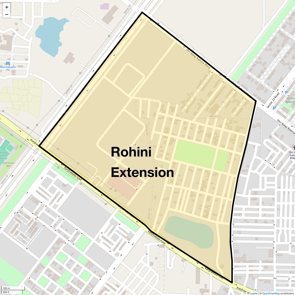 Location Map of Rohini Extension, Delhi